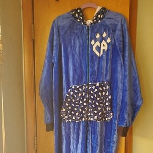Cheer Athletics Blue Hooded Jumpsuit with Leopard Print Accents